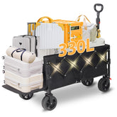 Sunula Folding Wagon 3025 with Extended Loading Area, 150 kg Load Capacity, Extra Long, with Brake, Cup Holders & All-Terrain Tires – For Beach, Camping, Garden, Shopping